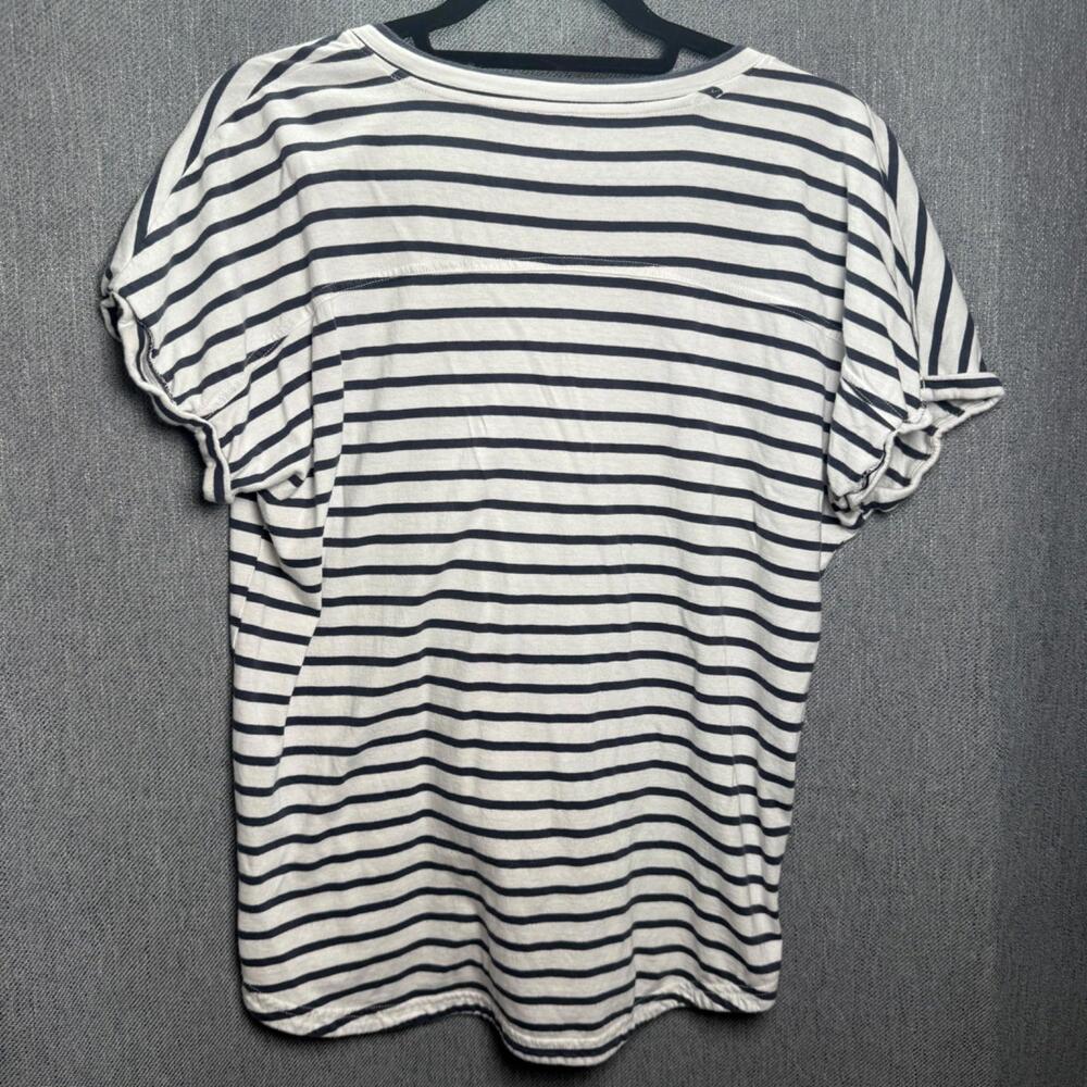 Duluth Trading Co. Women's M Stripe Henley Short Sleeve Tee Classic Cotton - Picture 2 of 8